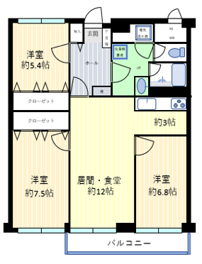 メゾンボヌール澄川９０３号室の図