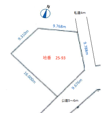 小樽市最上１丁目２５番９３（住居表示２７番７の隣の土地）の図